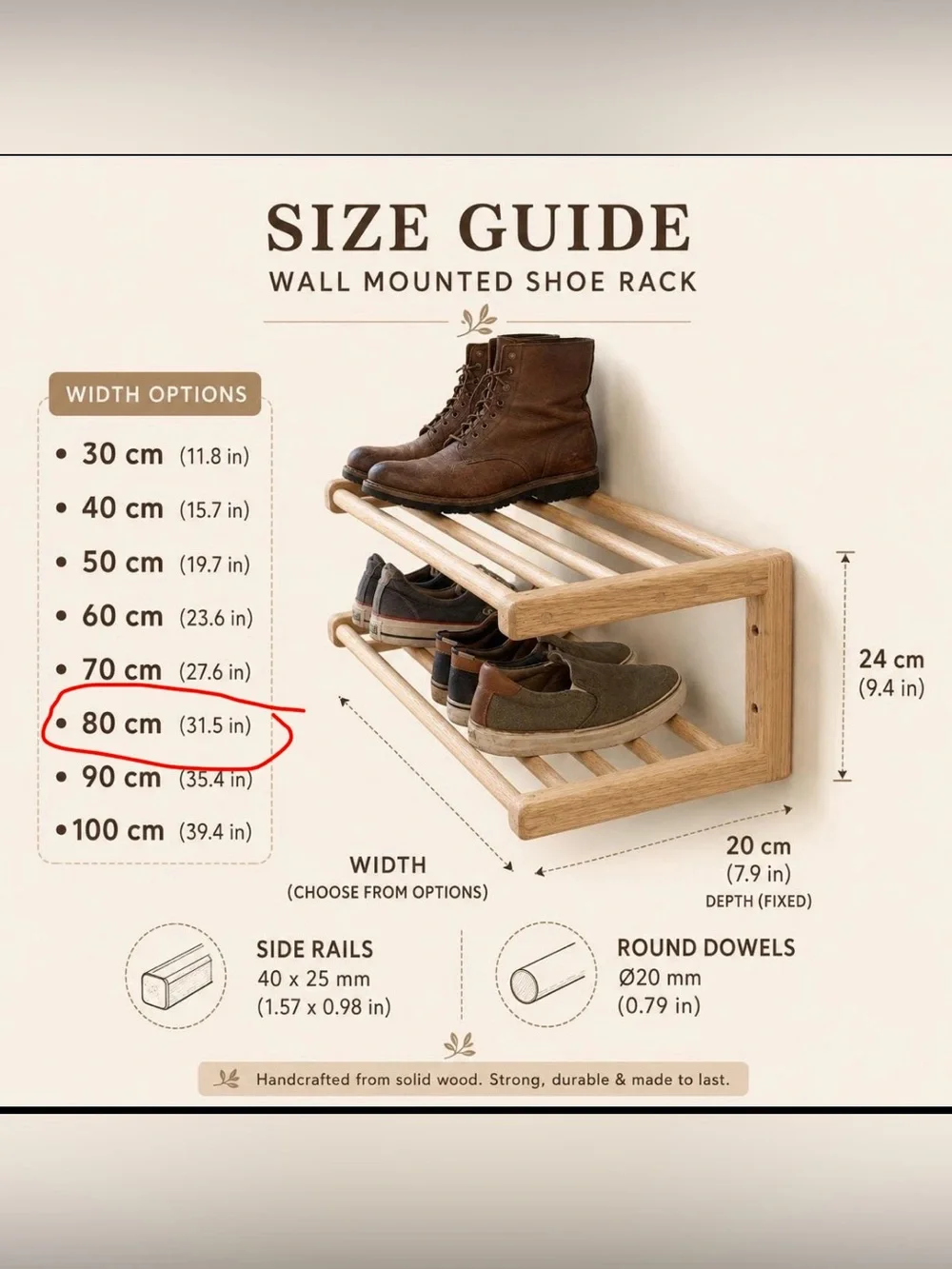 NWT Handcrafted Wall-Mounted MCM Shoe Rack (3 available)